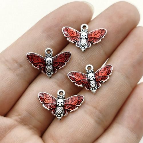 Zinc Alloy émail Pendants, alliage de zinc, Placage de couleur argentée, DIY, rouge, protéger l'environnement, sans nickel, plomb et cadmium, 20x14mm, Vendu par PC