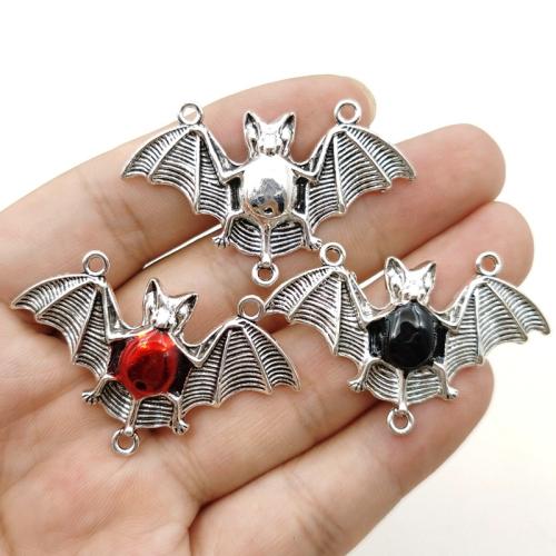 Connecteur en alliage de Zinc animal, Chauve-souris, Placage de couleur argentée, DIY & boucle 2/1 & émail, plus de couleurs à choisir, protéger l'environnement, sans nickel, plomb et cadmium, 48x30mm, 10PC/sac, Vendu par sac