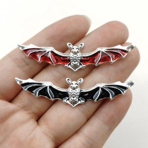 Animal Zinc Alloy Connector Bat silver color plated DIY & enamel & 1/1 loop nickel lead & cadmium free Sold By Bag