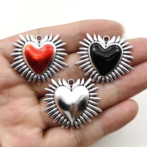 Zinc Alloy Enamel Pendants Heart silver color plated DIY nickel lead & cadmium free Sold By Bag