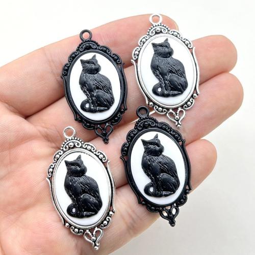 Zinc Alloy Enamel Pendants Cat plated DIY nickel lead & cadmium free Sold By Bag