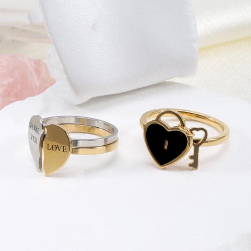 Anillos para Parejas, Partículas de acero, Corazón, chapado, Joyería & diverso tamaño para la opción & diferentes patrones para la opción, más colores para la opción, tamaño:7-10, Vendido por UD