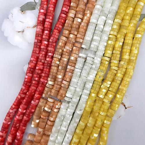 Natuurlijke zoetwaterschelp kralen, Freshwater Shell, Rond plat, DIY, meer kleuren voor de keuze, 6mm, Ca 180pC's/Strand, Verkocht door Strand