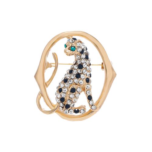 Zinc Alloy Brooches for woman & with rhinestone golden Sold By PC