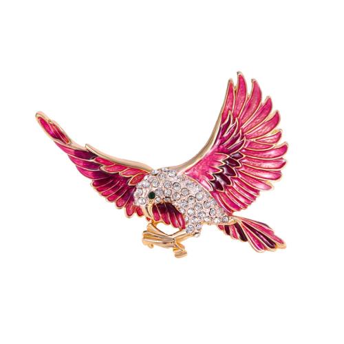 Zink Alloy Broscher, Eagle, för kvinna & emalj & med strass, rosa, 55x78mm, Säljs av PC