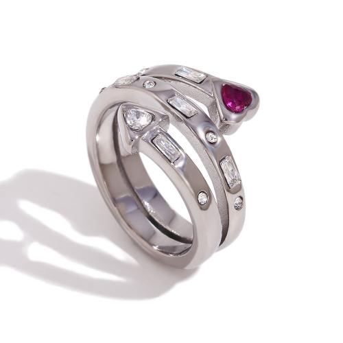 Anillo de dedo del acero inoxidable del Zirconia cúbico, acero inoxidable 316L, Joyería & micro arcilla de zirconia cúbica & para mujer, más colores para la opción, Vendido por UD