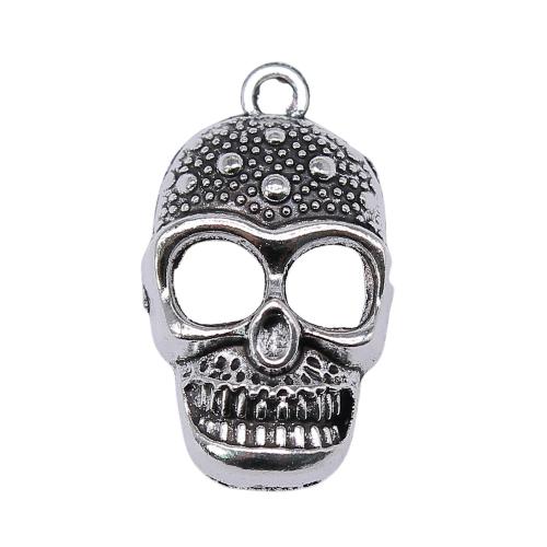 Zinc Alloy Hollow Pendler, Skull, antik sølv farve forgyldt, Vintage & mode smykker & du kan DIY & hule, 28x16mm, Solgt af PC