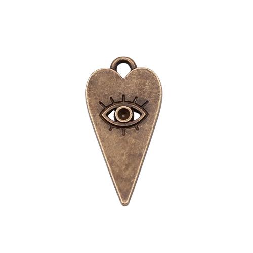 Evil Eye Pendler, Zinc Alloy, Heart, forgyldt, Vintage & mode smykker & du kan DIY, flere farver til valg, 22x11mm, Solgt af PC