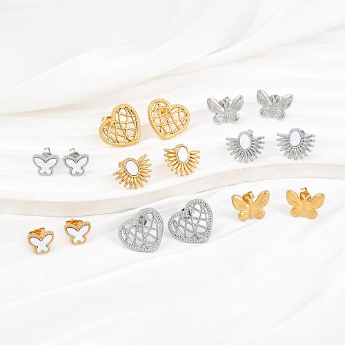 Roestvrij staal Stud Earrings, 304 roestvrij staal, mode sieraden & verschillende stijlen voor de keuze & voor vrouw, meer kleuren voor de keuze, Verkocht door pair