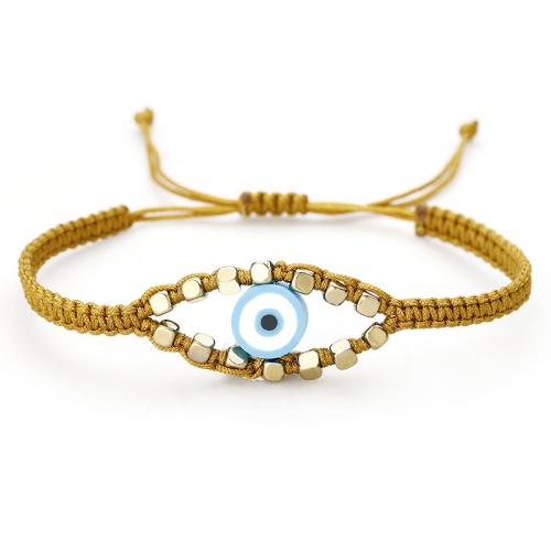 Bracelet Evil Eye bijoux, Cordon de noeud, avec argile de polymère & laiton, Mauvais œil, fait à la main, bijoux de mode & unisexe & réglable, plus de couleurs à choisir, Longueur Environ 16-26 cm, Vendu par PC