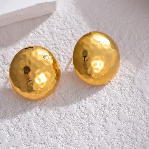 Titanium Staal Earring, Ronde, gold plated, voor vrouw, 24mm, Verkocht door pair