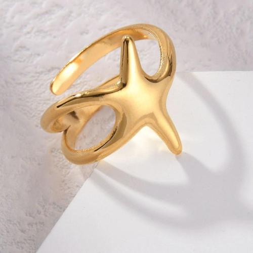 Titanium ringen, Titanium Staal, Zeester, gold plated, voor vrouw, Verkocht door PC