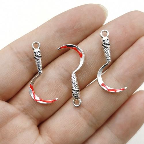 Zinklegering Hangers, Zinc Alloy, zwaard, silver plated, DIY, rood, nikkel, lood en cadmium vrij, 13x30mm, 10pC's/Bag, Verkocht door Bag