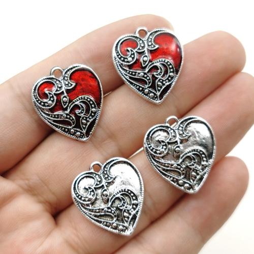 Zinc Alloy Enamel Pendants Heart silver color plated DIY nickel lead & cadmium free Sold By Bag