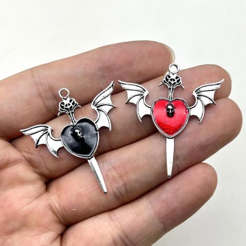 Zinc Alloy Enamel Pendants Heart silver color plated DIY nickel lead & cadmium free Sold By Bag