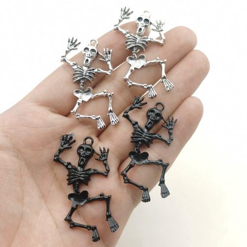 Zinc Alloy Enamel Pendants Skull plated DIY nickel lead & cadmium free Sold By Bag