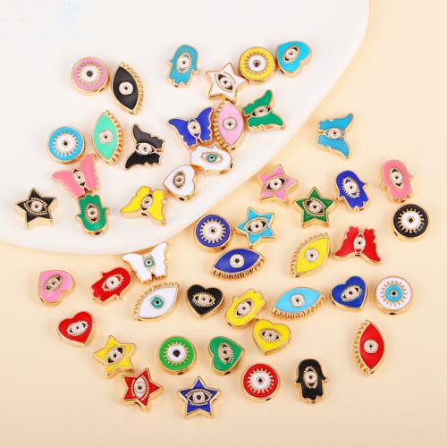 Pendentifs mauvais oeil, alliage de zinc, Placage, émail double face & DIY & styles différents pour le choix, plus de couleurs à choisir, 50PC/sac, Vendu par sac