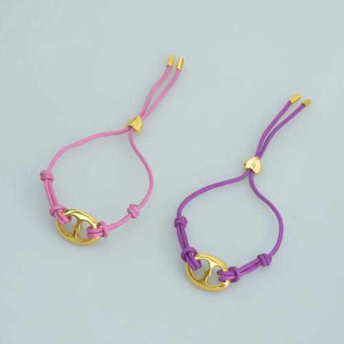 Pulseras de latón, metal, con cordón poliéster, chapado, para mujer, más colores para la opción, longitud aproximado 14 cm, Vendido por UD