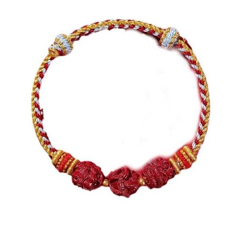 Katoenen koord Armband, met Cinnabar, Chinese Zodiac, gevlochten & verschillende stijlen voor de keuze & voor vrouw, Lengte Ca 6-8 inch, Verkocht door PC