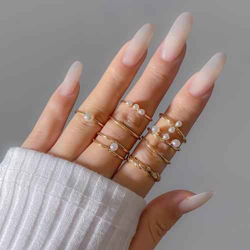 Zinek Ring Set, s Plastové Pearl & Železo, á, různé styly pro výběr & micro vydláždit kubické zirkony & pro ženy & smalt & s drahokamu, Prodáno By nastavit