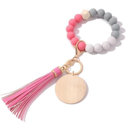 Key Chain, Silicone, med Træ & Zinc Alloy, Unisex, flere farver til valg, Solgt af PC