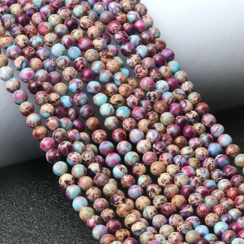 Perles bijoux en pierres gemmes, Jaspe d'impression, Rond, bijoux de mode & DIY & normes différentes pour le choix, couleurs mélangées, Vendu par Environ 38 cm brin