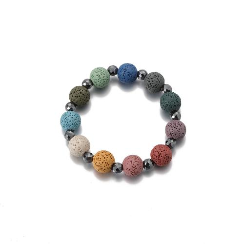 Pulseras de piedras preciosas, lava, con Hematita no magnética, Joyería & para hombre, Vendido para aproximado 18 cm Sarta