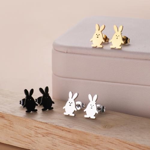 Stainless Steel Stud Earrings 304 Stainless Steel Rabbit fashion jewelry & for woman Sold By Pair