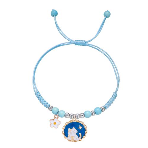 Zinklegering armbandkettingen, Knoopkoord, met Zinc Alloy, handgemaakt, mode sieraden & verstelbaar & voor vrouw, meer kleuren voor de keuze, Lengte Ca 14-29 cm, Verkocht door PC