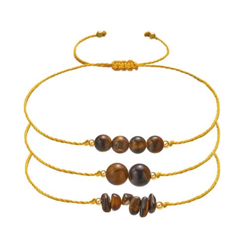 Bracelets de pierres précieuses, Pierre naturelle, avec corde en nylon, fait à la main, trois pièces & bijoux de mode & unisexe & réglable, plus de couleurs à choisir, protéger l'environnement, sans nickel, plomb et cadmium, Longueur Environ 16-30 cm, Vendu par fixé