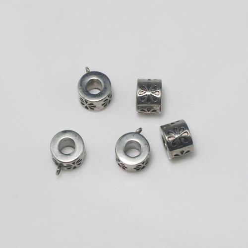 Edelstahl Kaution Perlen, 304 Edelstahl, Zylinder, DIY, originale Farbe, 10x10x8mm, Bohrung:ca. 4.7mm, verkauft von PC