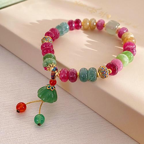 Gemstone Bracciali, ottone, with tormalina, placcato, gioielli di moda, colori misti, assenza di nichel,piombo&cadmio, Lunghezza 18.7 cm, Venduto da PC