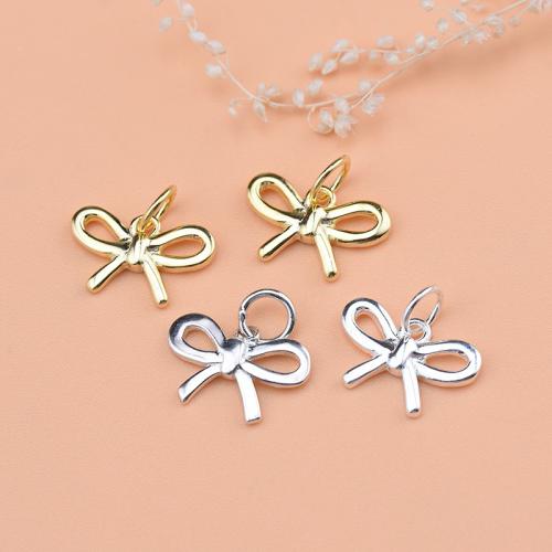 925 فضة قلادة, BOWKNOT, ديي, المزيد من الألوان للاختيار, 11x13mm, تباع بواسطة PC