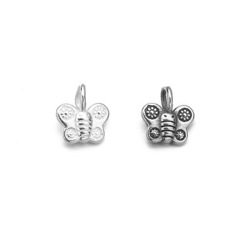 925 Sterling Sølv vedhæng, Butterfly, du kan DIY, flere farver til valg, 8x8.50mm, Solgt af PC