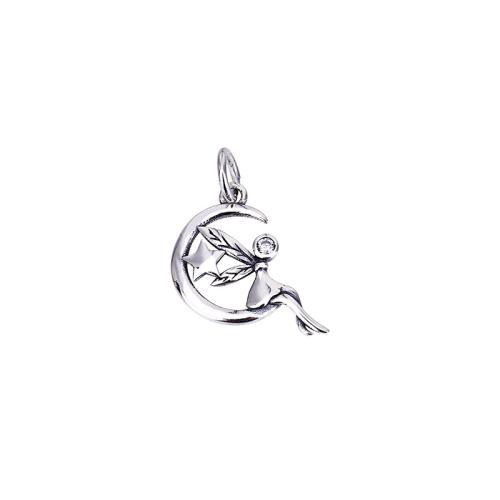 Cubic Zirconia Micro Pave Pingente de Prata Sterling, 925 prata esterlina, DIY & micro pavimento em zircônia cúbica, cor original, 16x20mm, vendido por PC