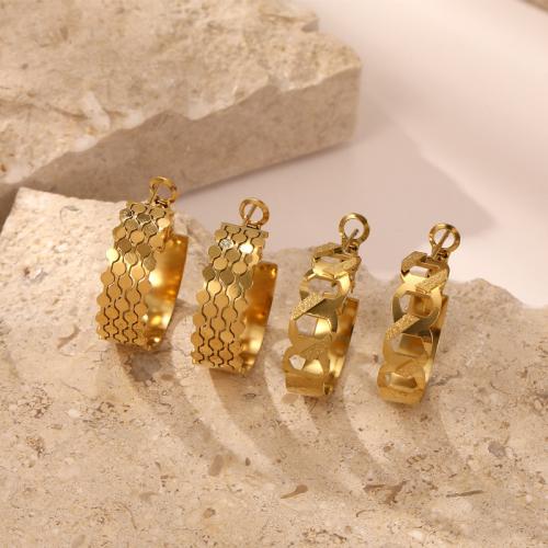 Stainless Steel Stud Earrings 304 Stainless Steel fashion jewelry & for woman golden Sold By Pair