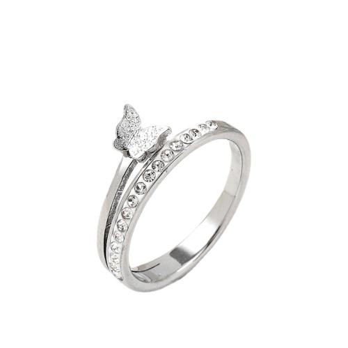 Anillo de dedo acero inoxidable del Rhinestone, acero inoxidable 304, Joyería & diverso tamaño para la opción & para mujer & con diamantes de imitación, más colores para la opción, Vendido por UD