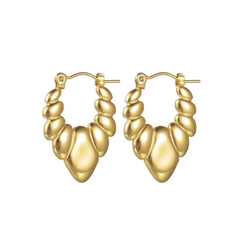 Rostfritt stål spaken bakåt Earring, 304 rostfritt stål, 18K guldpläterad, mode smycken & för kvinna, gyllene, 26x18mm, Säljs av Par