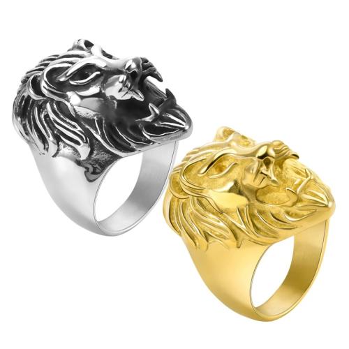 Bague en acier inoxydable, Acier inoxydable 304, lion, bijoux de mode & normes différentes pour le choix & pour homme, plus de couleurs à choisir, Vendu par PC