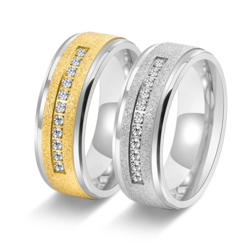 Strass roestvrij staal vinger ring, 304 roestvrij staal, verschillende grootte voor keus & voor de mens & met strass, meer kleuren voor de keuze, width 8mm, Verkocht door PC