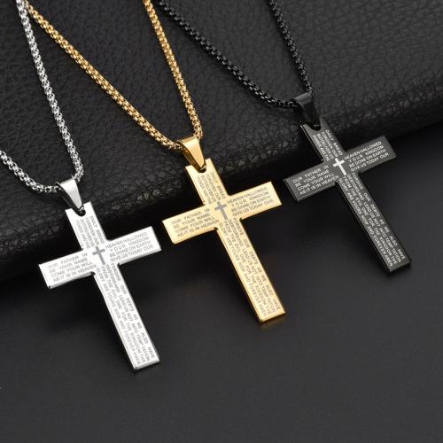 Nehrđajući čelik Chain Necklace džemper, 304 nehrđajućeg čelika, Križ, modni nakit & bez spolne razlike & različitih stilova za izbor, više boja za izbor, 50mm, Dužina Približno 60 cm, Prodano By PC