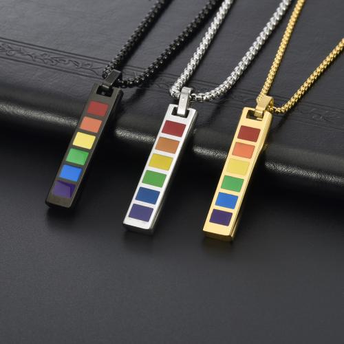 Chaîne en acier inoxydable Collier Sweater, Acier inoxydable 304, poli, unisexe & styles différents pour le choix & émail, plus de couleurs à choisir, 42x10mm, Longueur Environ 60 cm, Vendu par PC