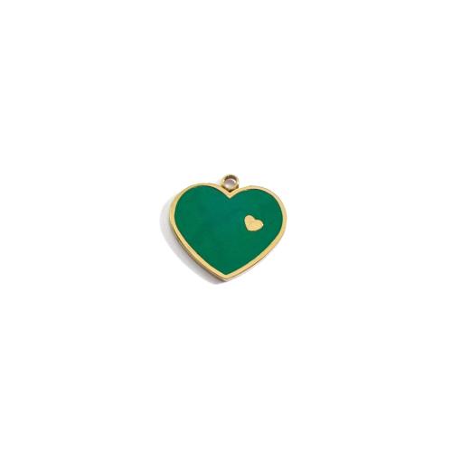 Stainless Steel Heart Pendants 304 Stainless Steel Vacuum Ion Plating DIY & enamel Sold By PC