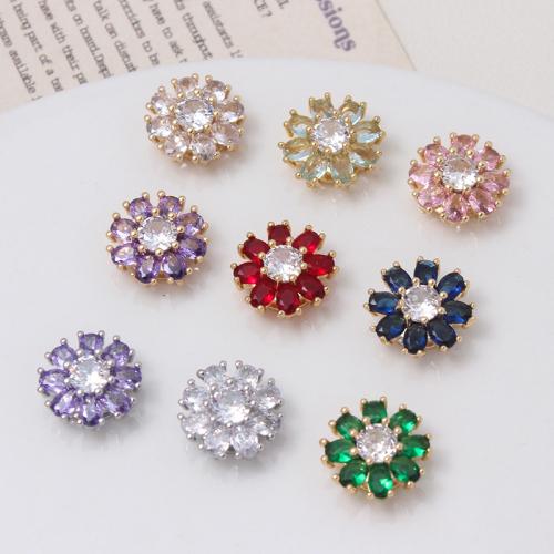 Kubik Zirkonium mikro bana Mässing Pärlor, Blomma, plated, DIY & micro bana cubic zirconia, fler färger för val, nickel, bly och kadmium gratis, 13x6mm, Säljs av PC