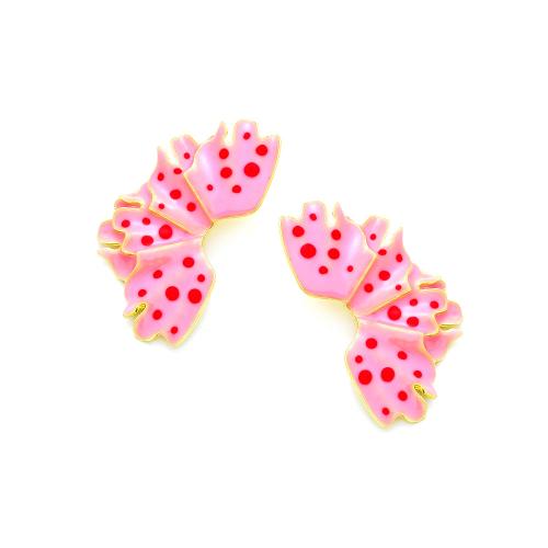 Zinc Alloy Stud Earring Leaf plated fashion jewelry & enamel nickel lead & cadmium free Sold By Pair