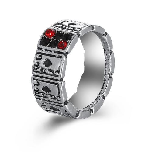 Zinc Alloy fingerring, mode smykker & Unisex & med rhinestone, oprindelige farve, Solgt af PC