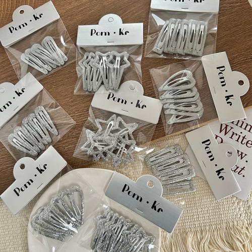 Hår Snap Clips, Zinc Alloy, ovntørrende lak, Pige & forskellige stilarter for valg & hule, sølv, 6pc'er/Bag, Solgt af Bag