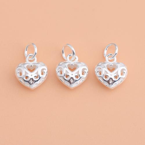 925 Sterling Silver Pendant Heart DIY silver color Sold By PC