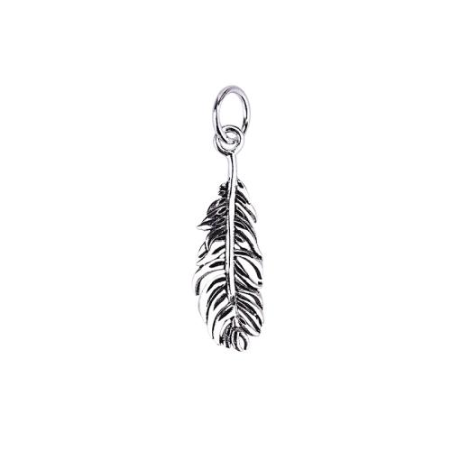 925 Sterling Silver hänge, Feather, DIY, ursprungliga färgen, 22.60x7mm, Säljs av PC