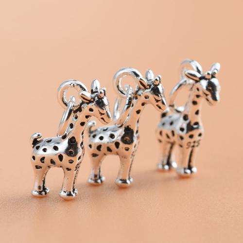 925 Sterling Silver Pendant Giraffe DIY original color Sold By PC